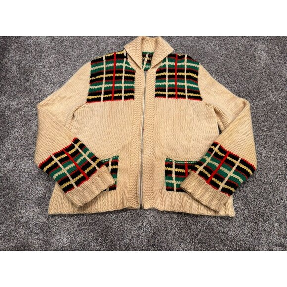 Vintage Cowichan Knit Style Multicolored Zip Up Sweater - Picture 3 of 11